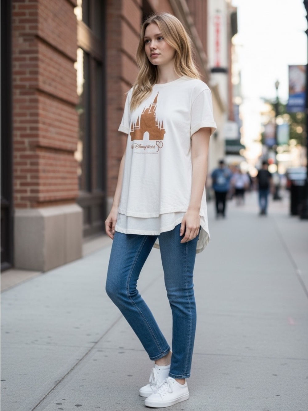 Disney women’s White and gold Castle Tee